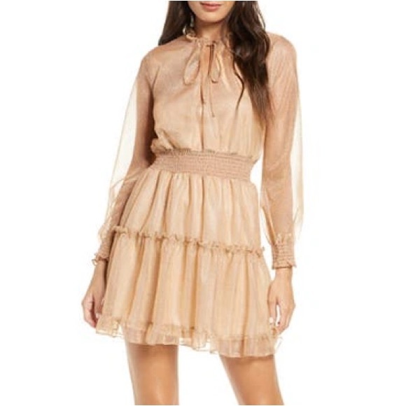 NRS Dresses & Skirts - NSR
Emma Floral Print Ruffle Dress In
 Tan Dress Size XL NWT‎